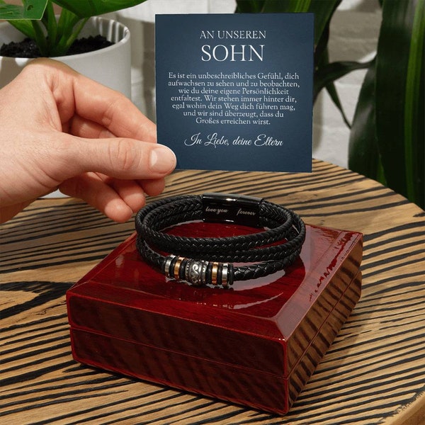 Armband für Sohn von Eltern, Sohn Geschenk Personalisiert, Geburtstagsgeschenk Sohn, An unseren Sohn, 'Ein unbeschreibliches Gefühl'