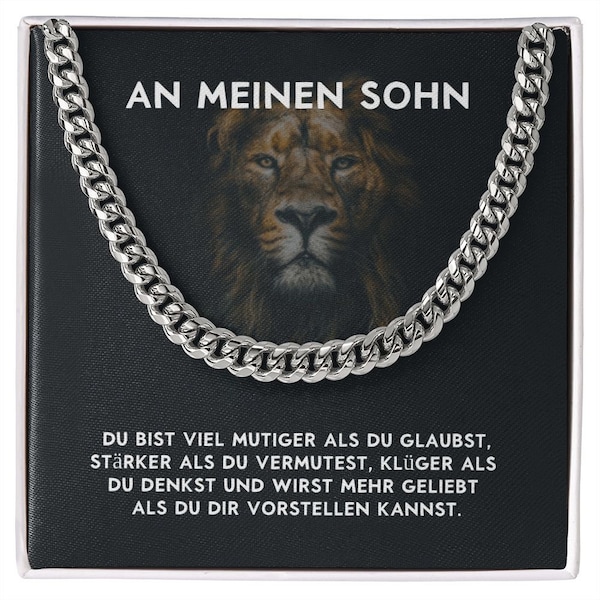 Kette für Sohn, Mutter Sohn Geschenk, Vater Sohn Geschenk, Du bist viel mutiger als du glaubst Kubanische Panzerkette