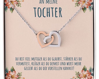 An meine Tochter, Kette für Tochter, Tochter Geschenk von Mama und Papa, 'Du bist viel mutiger als du glaubst' Verbundene Herzen Halskette