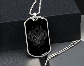 Dog Tag Necklace 'Zodiac Aries', Necklace Aries, Zodiac Necklace Aries