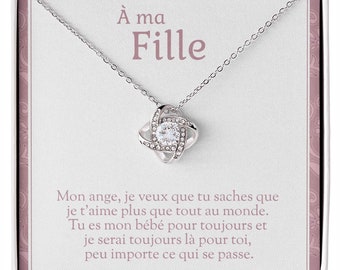 À ma fille, Collier fille personnalisé, Cadeau fille personnalisé, 'Mon ange' Liebesknoten Halskette