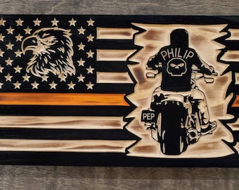 Custom motorcycle flag. American motorcycle flag. Biker flag. Custom wood flag. US flag. Customized flag.