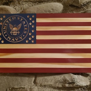 American Flag With Navy Logo.
