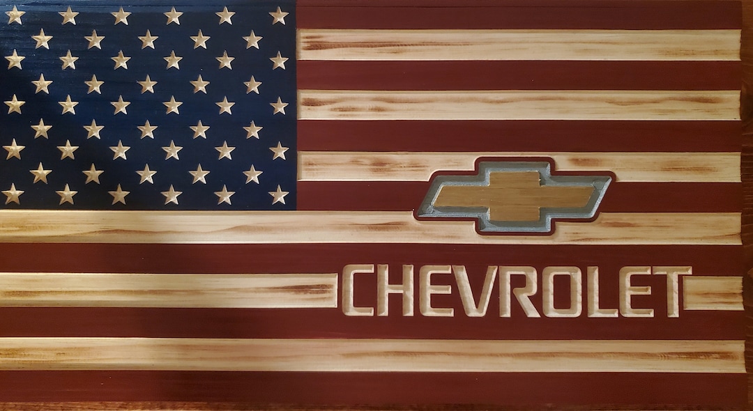 Wooden Chevy American Flag 11.25