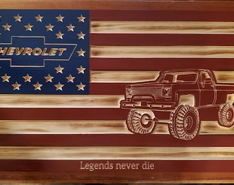 Square Body Chevy American Flag. Old truck flag. Lifted trucks.
