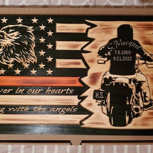 Motorcycle In Memory Flag. Custom motorcycle flag. Memorial Flag. Memorial Plaque. Motorcycle Riders Flag. Wooden Motorcycle Memorial Plaque