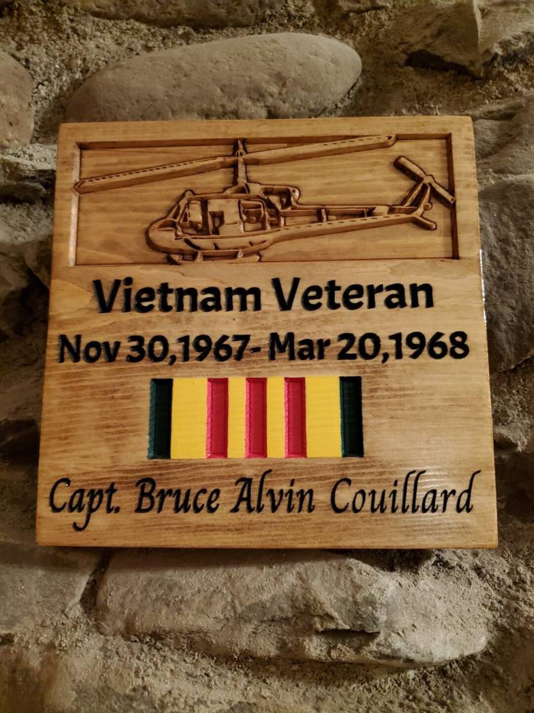 Vietnam Veteran Personalized Wall Plaque With 3d Helicopter. Vietnam