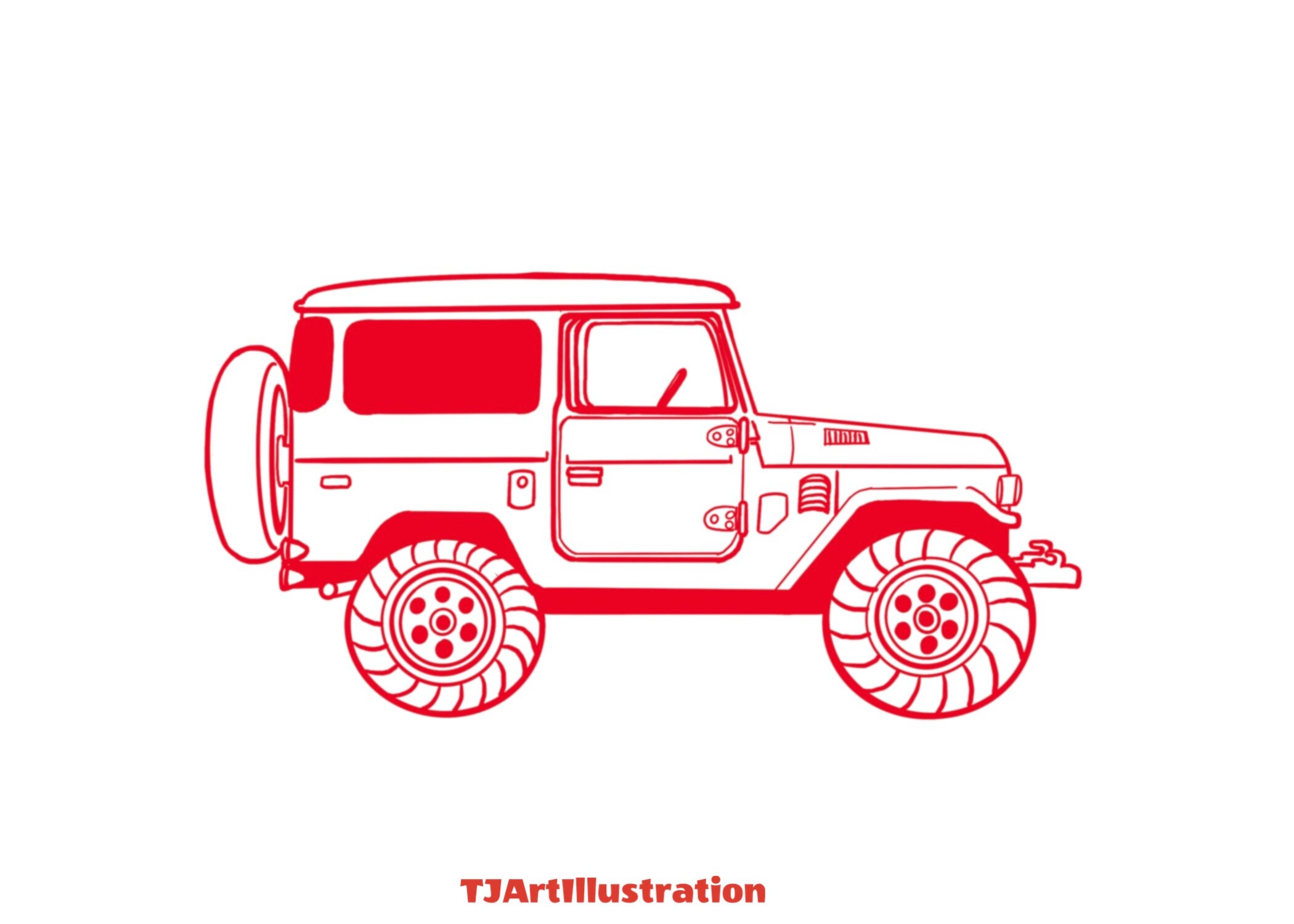 Red Jeep Print Home Decor Printable Wall Art Nursery Decor Etsy