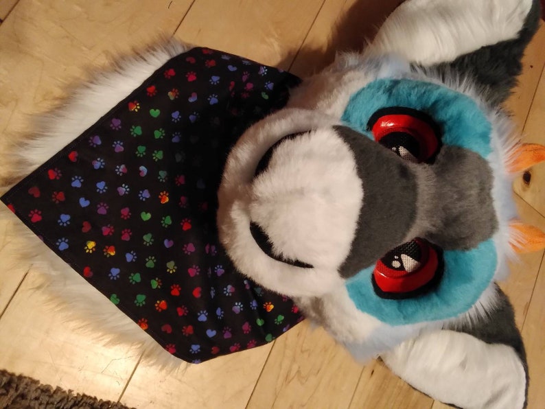 Rainbow Pawprint Fursuit Bandana