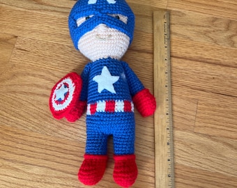 Captain America Amigurumi Crocheted Doll – Handmade Crochet Figurine