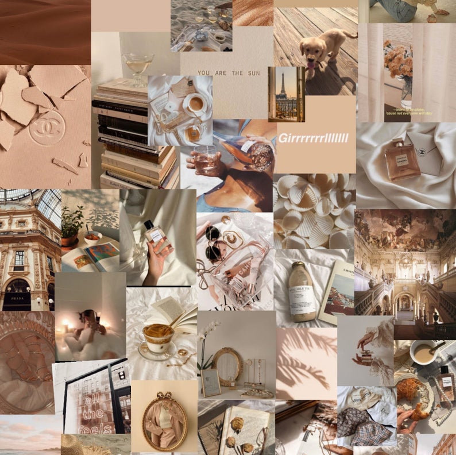 Beige Collage Aesthetic Collage Room Collage Beige Etsy