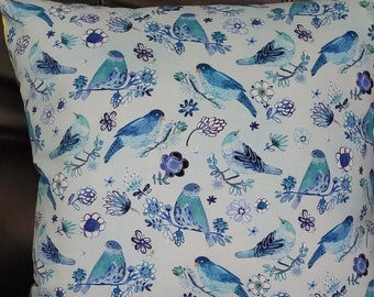 Birds pillow/cushion with insert/ Beautiful Blues and Lavish Pinks