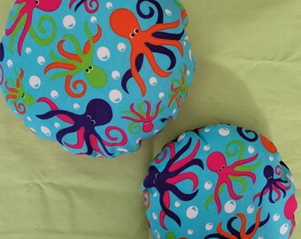 Octopus pillows/ set of 2/ 2 small sizes of colorful circular pillows