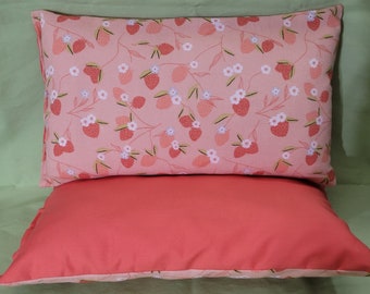 Strawberry pillows with insert/ country flower/ soft rayon on peach color