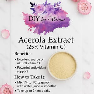 Acerola Extract (25% Vitamin C) Non-GMO, 100 Pure, Kosher, Raw, Non-Fillers, No Additives, Vegan, Bulk