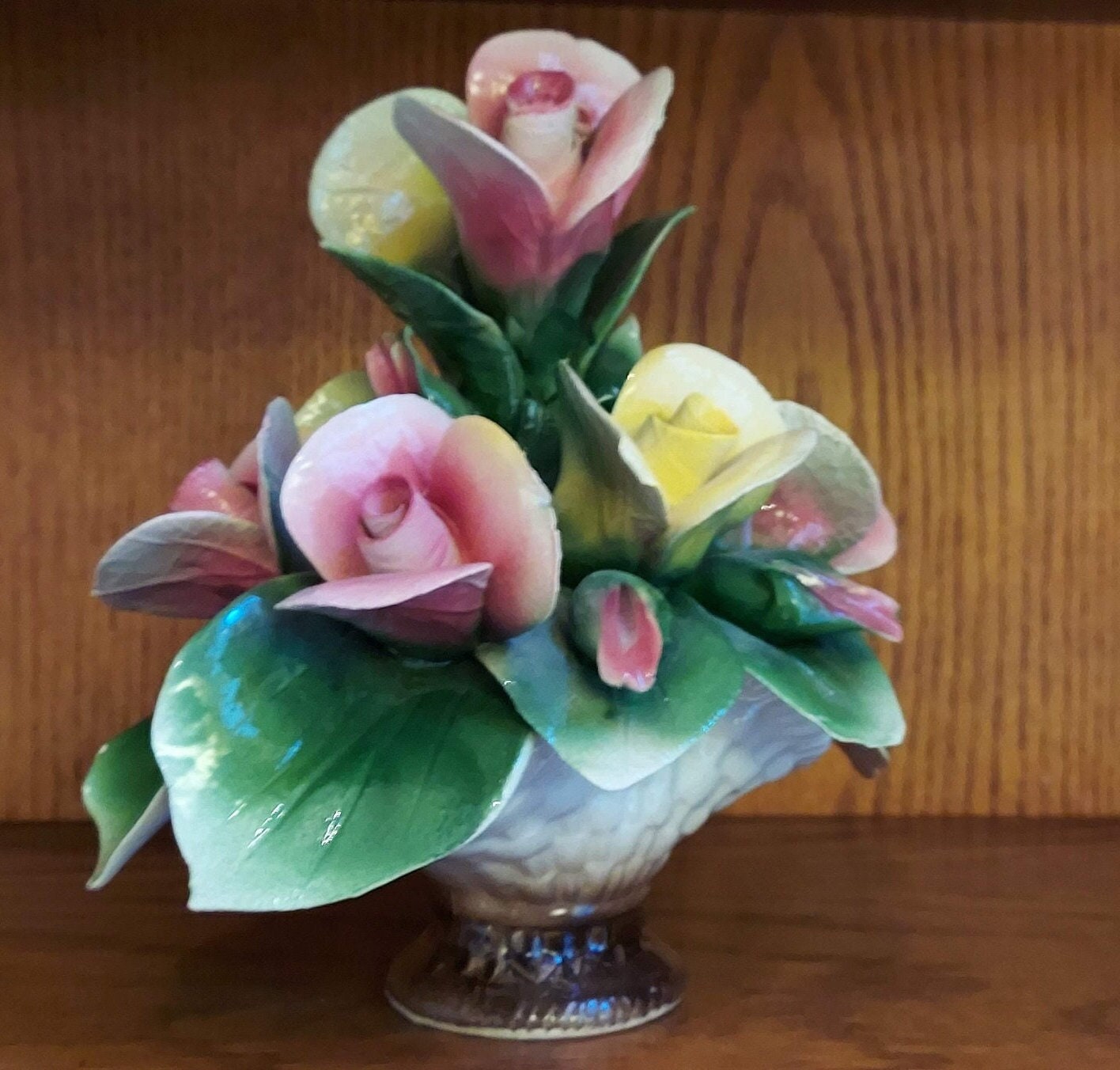 Vintage Nuova Capodimonte Porcelain Flower Basket 8 Pink and - Etsy