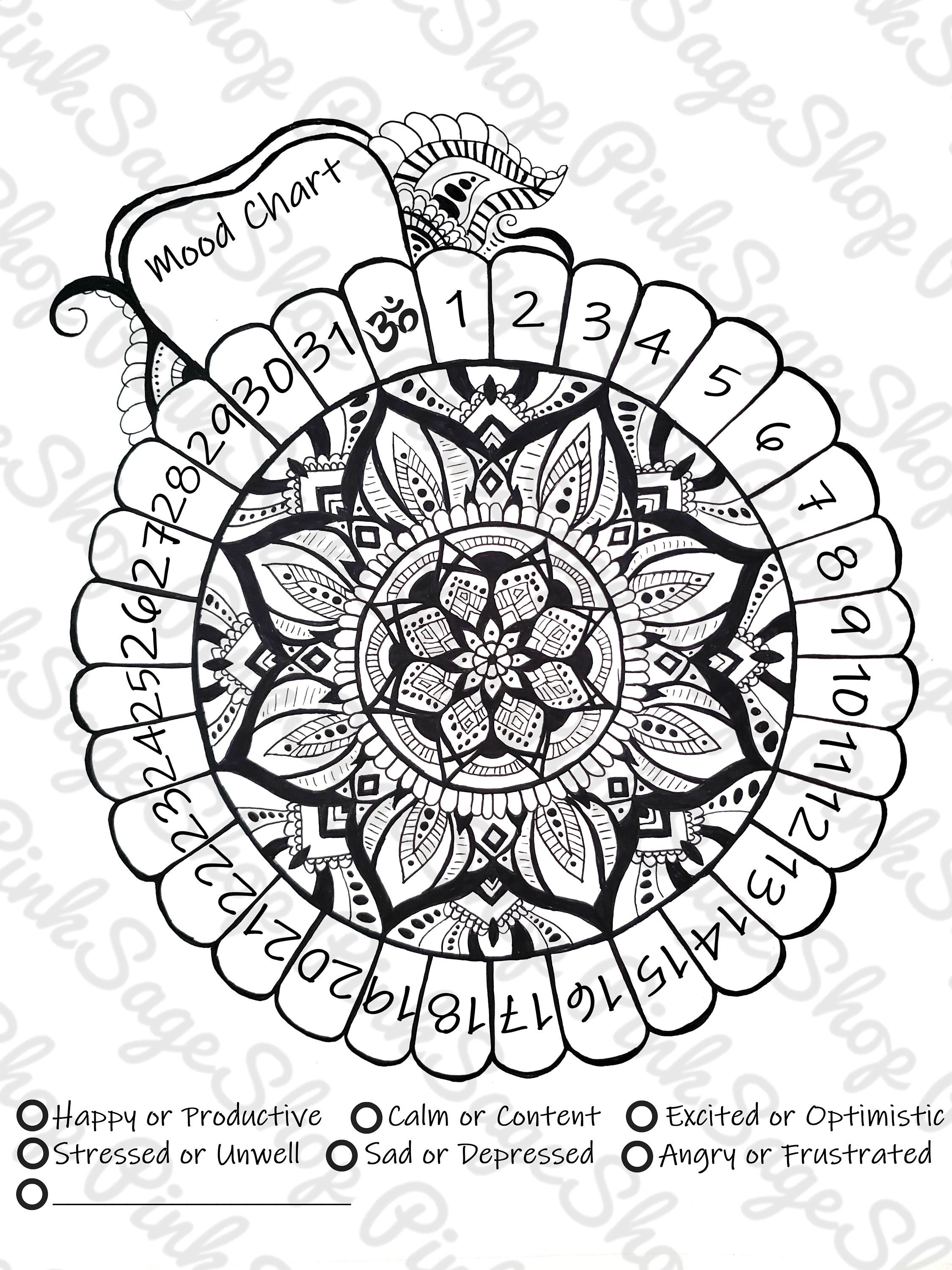Mood Chart Mandala PDF file for download Bullet Journal | Etsy