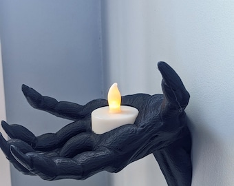 Portavelas con forma de mano de bruja espeluznante / Mano del diablo / Portavelas de pared