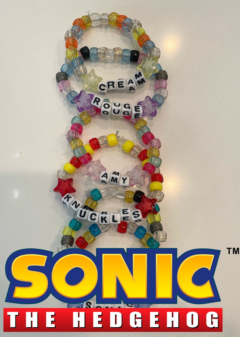 Sonic Character Bracelets sonic Gaming Sega Kandi Etsy
