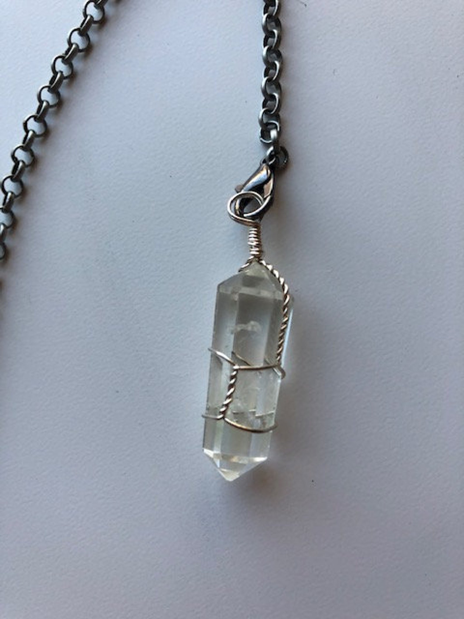 Clear Quartz pendant necklace pendulum divination crystal Etsy