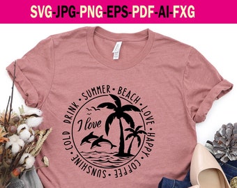 Summer Beach svg file.  Beach svg. Summer svg. Sunshine Svg. Coffee svg. Svg Png Pdf File. Funny summer svg. Custom Design  svg. Beach png