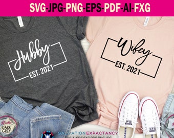 Hubby / Wifey 2 in 1 Svg. Cricut Svg File for Valentine's Day. Svg Png Pdf Ai Fxg Jpg File. for Gift Svg Hubby & Wifey Love. Digital Design.