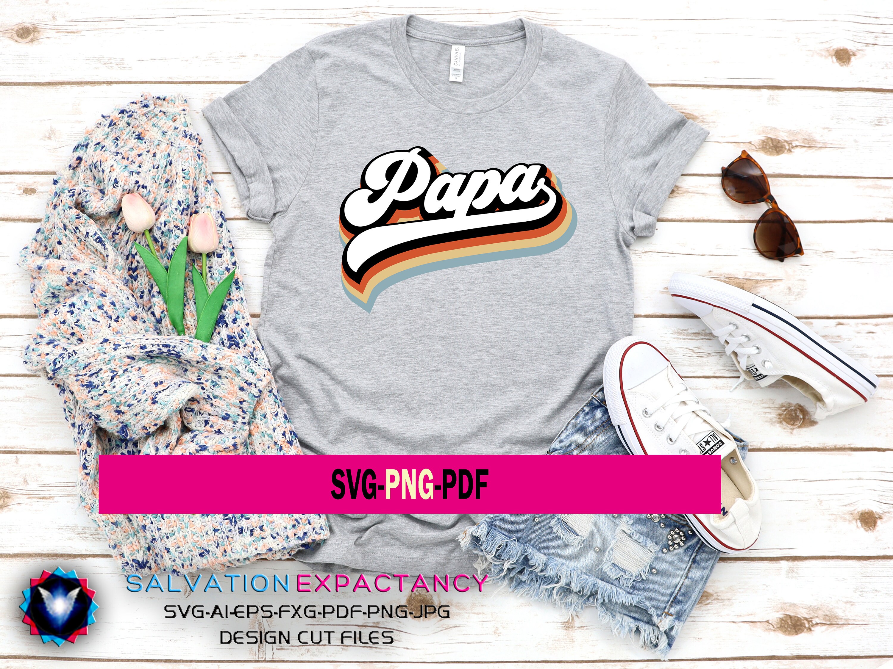 Retro Papa Svg Png, Layered Dada Svg Png, Vintage Png Svg Files for ...
