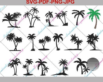 17  Palm Tree Svg, Palm Trees Clipart, 17  Palm Trees Silhouette File. 17  Palm Tree cricut file, 17  Palm Trees Svg Png Pdf Jpg Files.