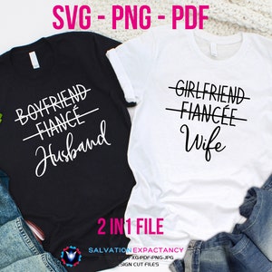 Namorada Noiva Esposa Svg, Namorado Noiva Marido 2 em 1 Svg Png Pdf Arquivo, Svg Para Dia Dos Namorados, Despedida De Solteira Svg, Noivado