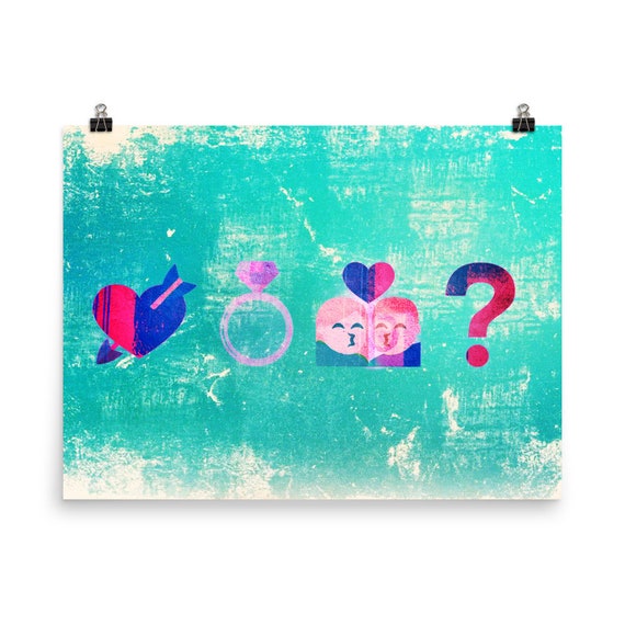 Marry Me Crazy Emoji Art Poster Funny Marriage Proposal Etsy