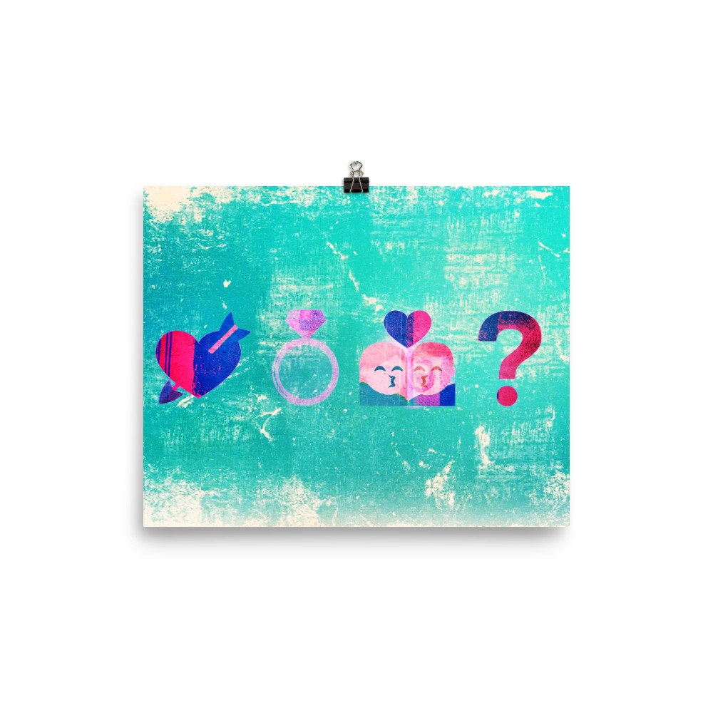 Marry Me Crazy Emoji Art Poster Funny Marriage Proposal Etsy