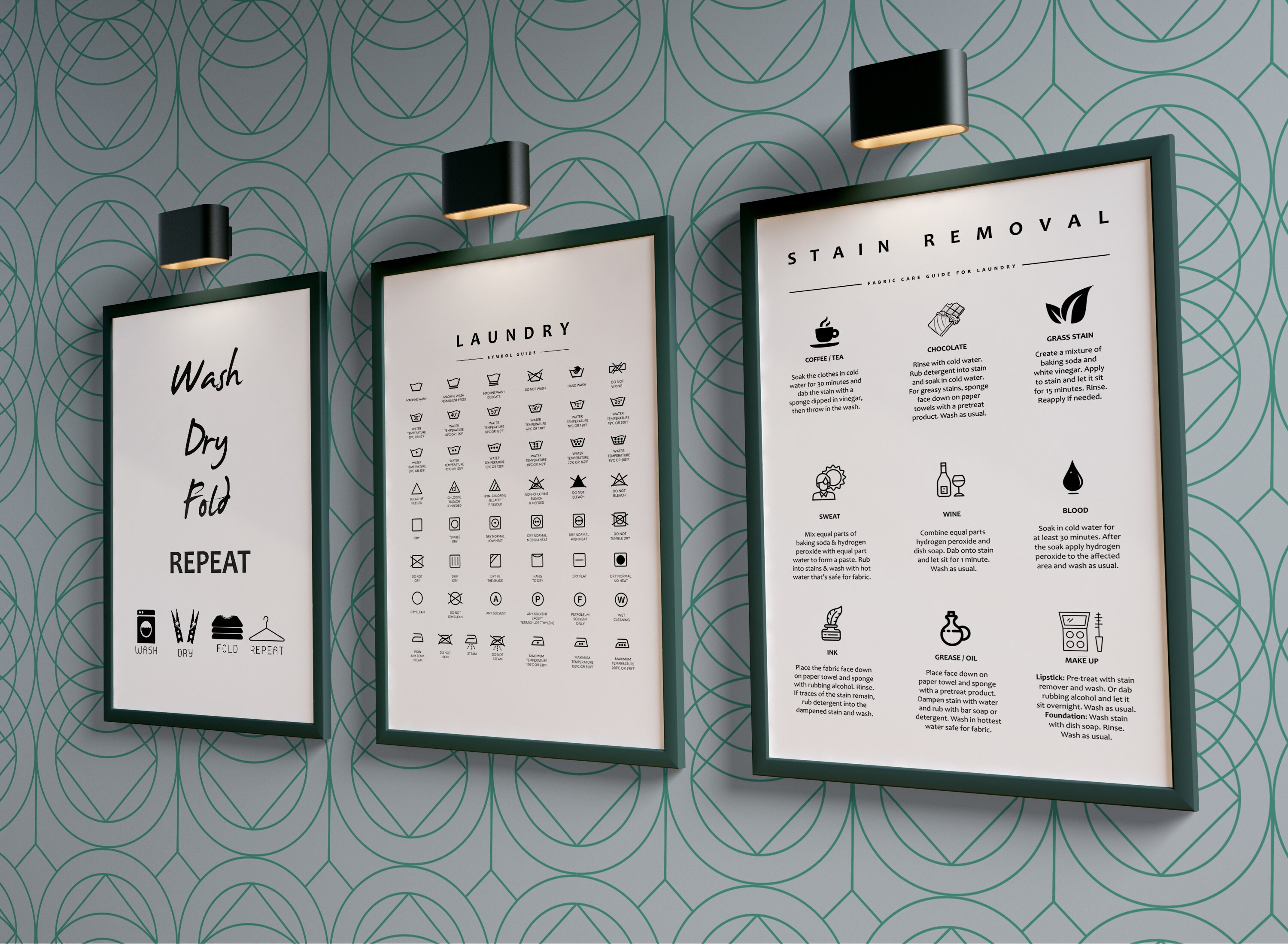 Wäscheschild Symbol Anleitung Pflege für Waschmaschine 3 Set | Etsy