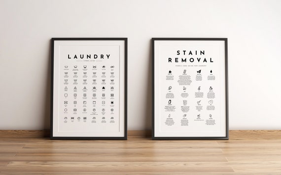 Guía de símbolos de signo de lavandería con instrucciones de | Etsy