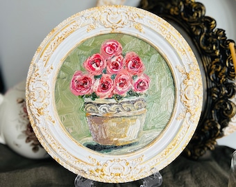 Rozen schilderij bloem schilderij botanische vintage kunst Rose boeket kunst Rose Wall Art stilleven origineel olieverfschilderij Rose bloemen ingelijste kunst