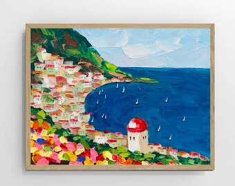 Positano Painting Italy Original Art Positano Italy Oil Painting Italy Impasto Artwork Positano Wall Art