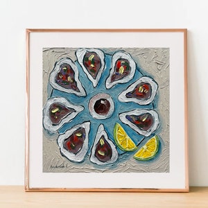 Oyster Painting Seafood Art Still Life Kitchen Wall Art Oyster Art Food Painting Original Small Oil Painting image 5