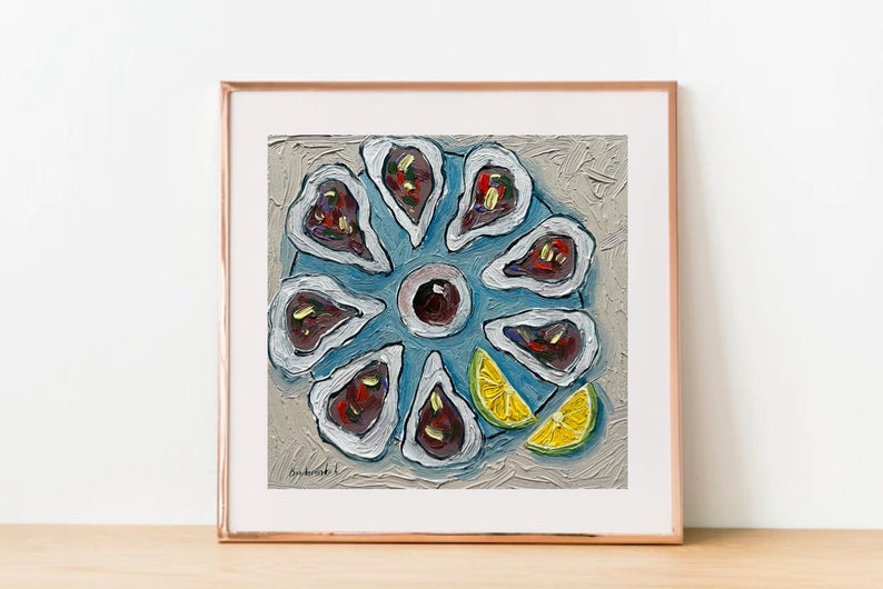 Oyster Painting Seafood Art Still Life Kitchen Wall Art Oyster Art Food Painting Original Small Oil Painting image 5