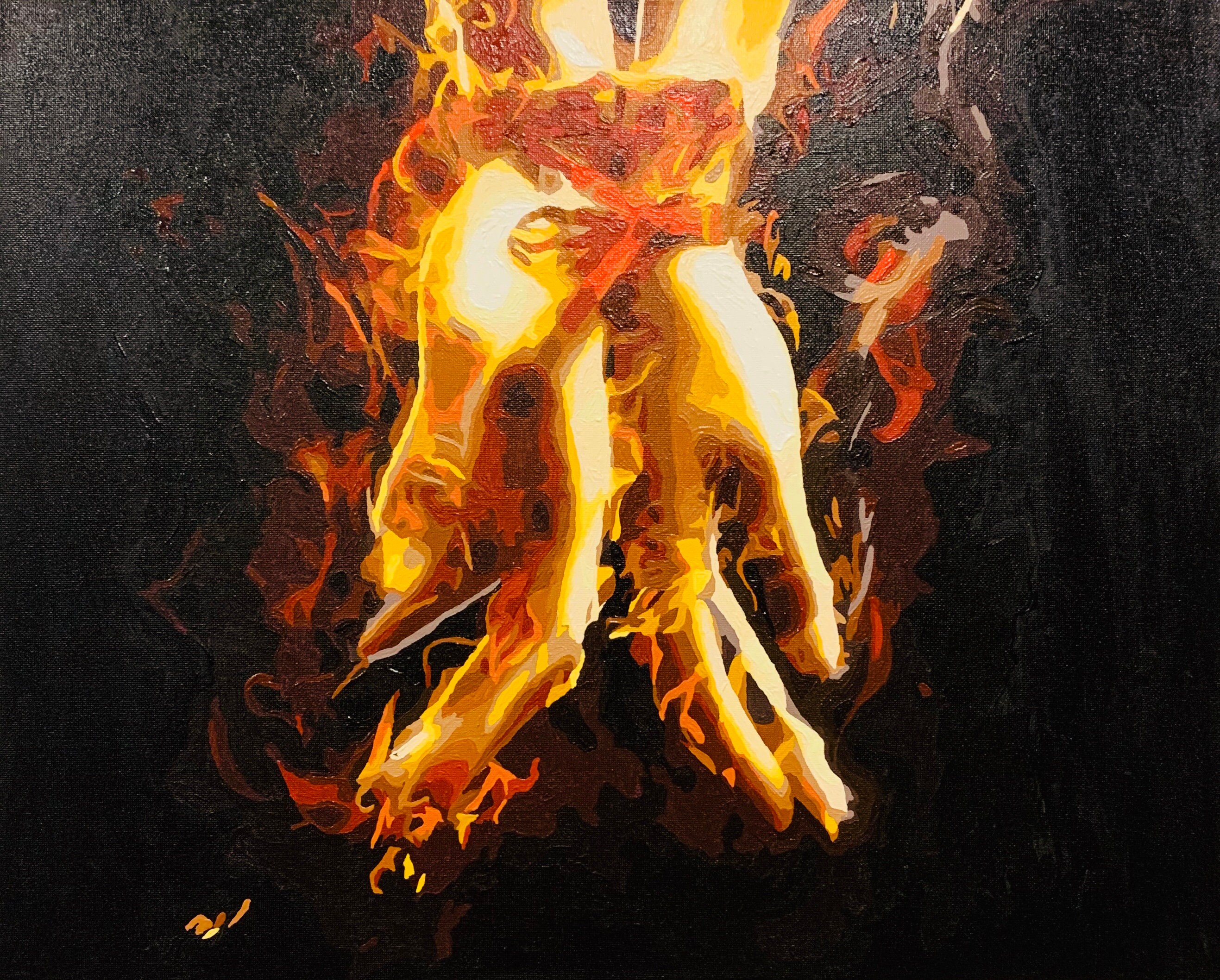 Couple Painting Love Original Art People Art on Canvas Fire Etsy