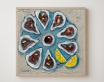 Oyster Painting Seafood Art Still Life Kitchen Wall Art Oyster Art Food Painting Original Small Oil Painting