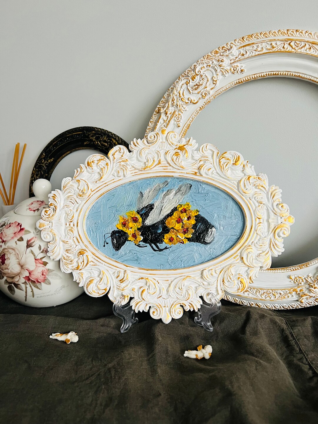Honey Bee Painting Bumblebee Original Art Bee Painting Insects Oil ...