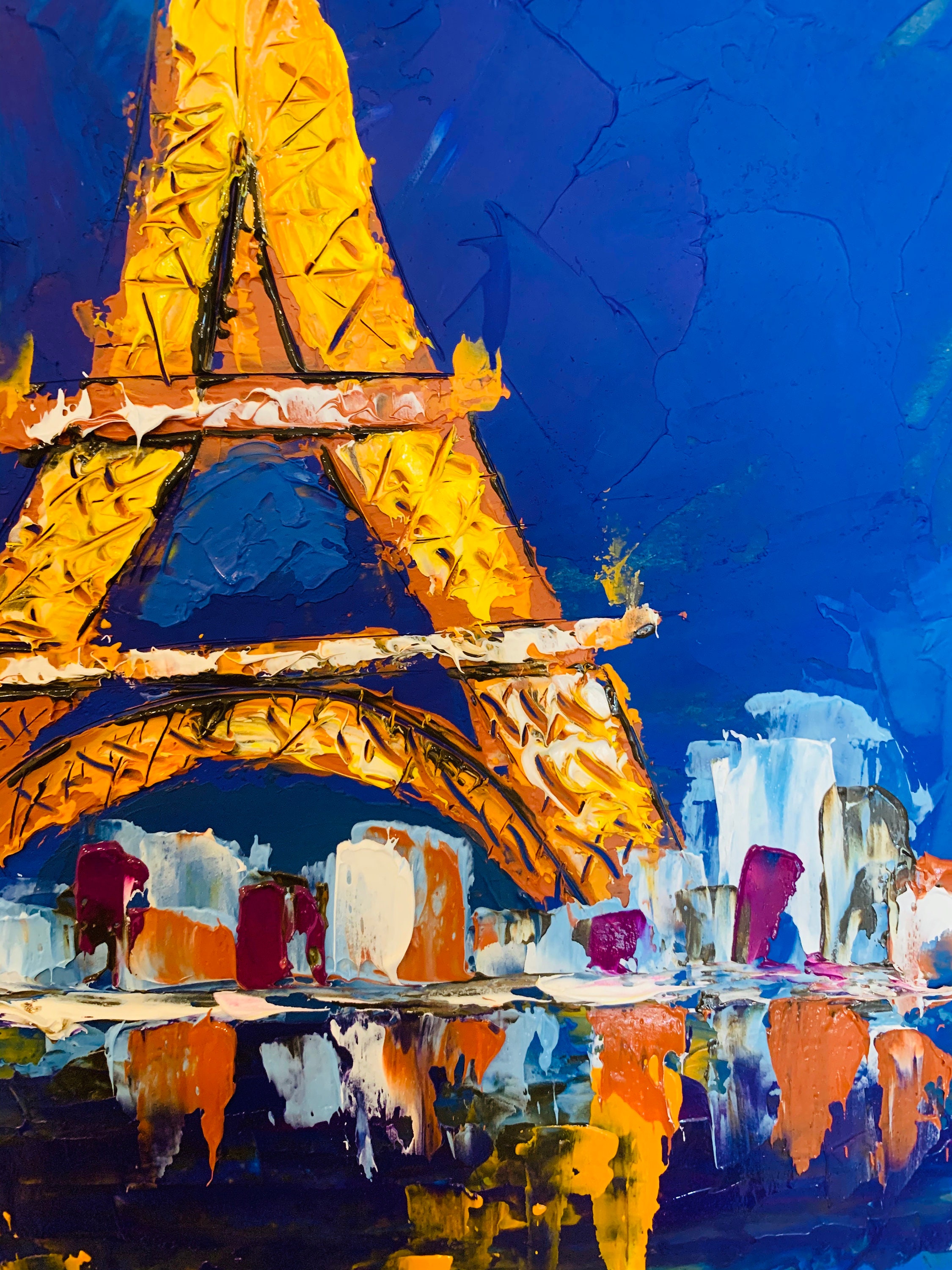 Paris Painting Eiffel Tower Original Art Cityscape Oil Etsy