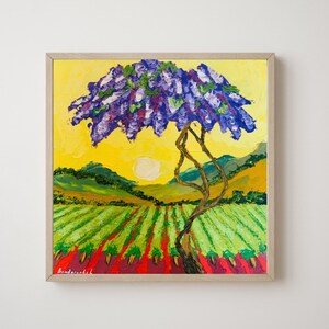 Vineyard Painting California Original Art Landscape Art California Painting Oil Impasto 8 by 8 inches by
