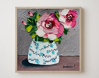 Flowers Painting Still Life Impasto Original Art Floral Wall Art Flowers Small Oil Painting