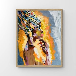 African American Woman Painting Original Art Canvas Art Black Woman Art Wall Decor 20&quot; by 24&quot;
