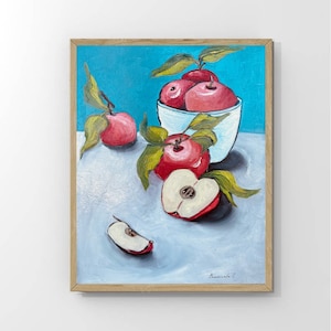 Apples Painting Fruit Art Oil Painting Still Life Small Painting Apples Art Kitchen Wall Art Food Art Country Home Decor