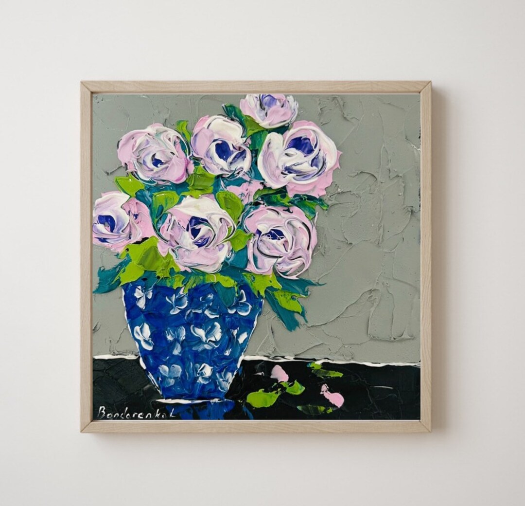 Peony Impasto Painting Original Art Floral Wall Art Flowers Small Oil ...