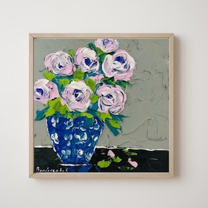 Peony Impasto Painting Original Art Floral Wall Art Flowers Small Oil Painting Impasto