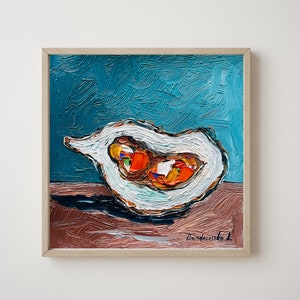 Oyster Painting Seafood Art Still Life Kitchen Wall Art Oyster Art Food Painting Original Small Oil Painting