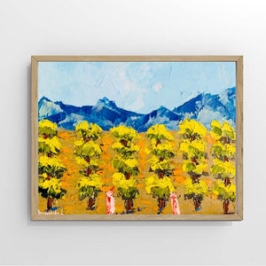 Vineyard Painting California Original Art Landscape Art California Painting Oil Impasto 6 by 8 inches