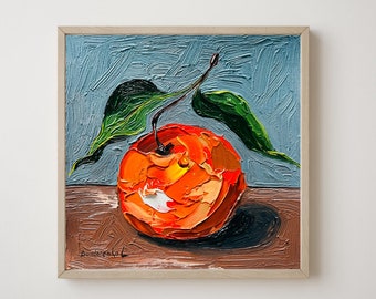 Clementine Painting Citrus Art Food Painting Kitchen Wall Art Culinary Cooking Art Original Painting Small Oil Painting